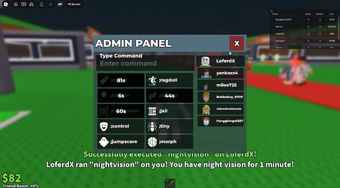 Panel de admin en Roblox