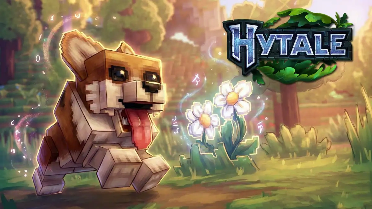 Perrito de Hytale en un bonito paisaje
